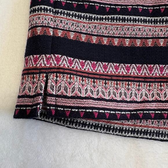 LOFT Jacquard Knit Riviera Shorts(2) Aztec Geometric Pattern Navy Pink Size 10 - Picture 4 of 16
